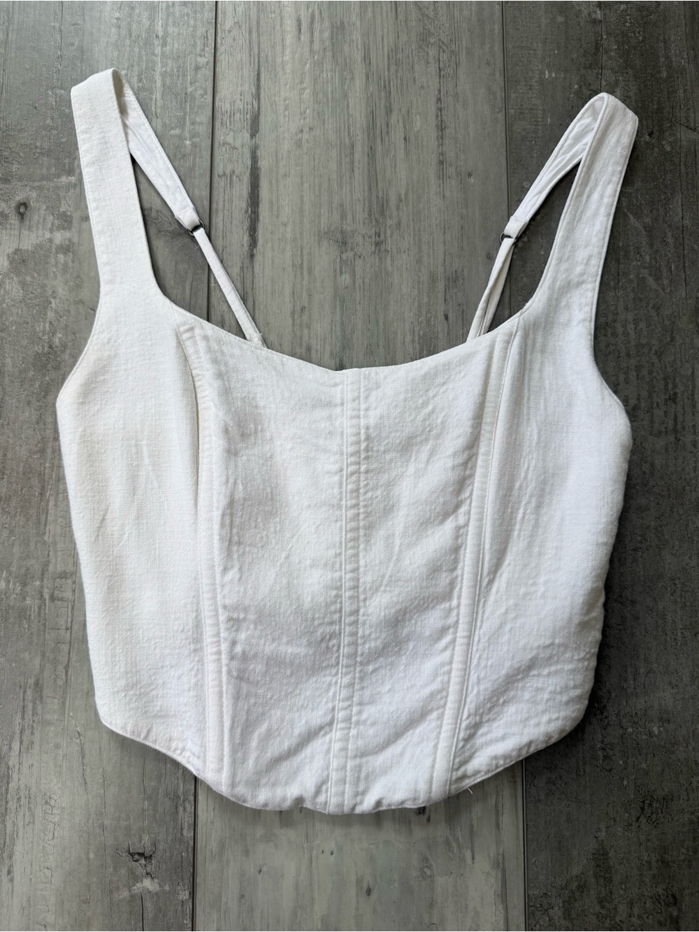 Abercrombie & Fitch White Corset Tank Top XS Structured Crop Top Smocked Back
